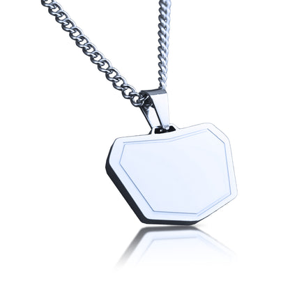 Motocross Plate Pendant With Chain Necklace - Stainless Steel