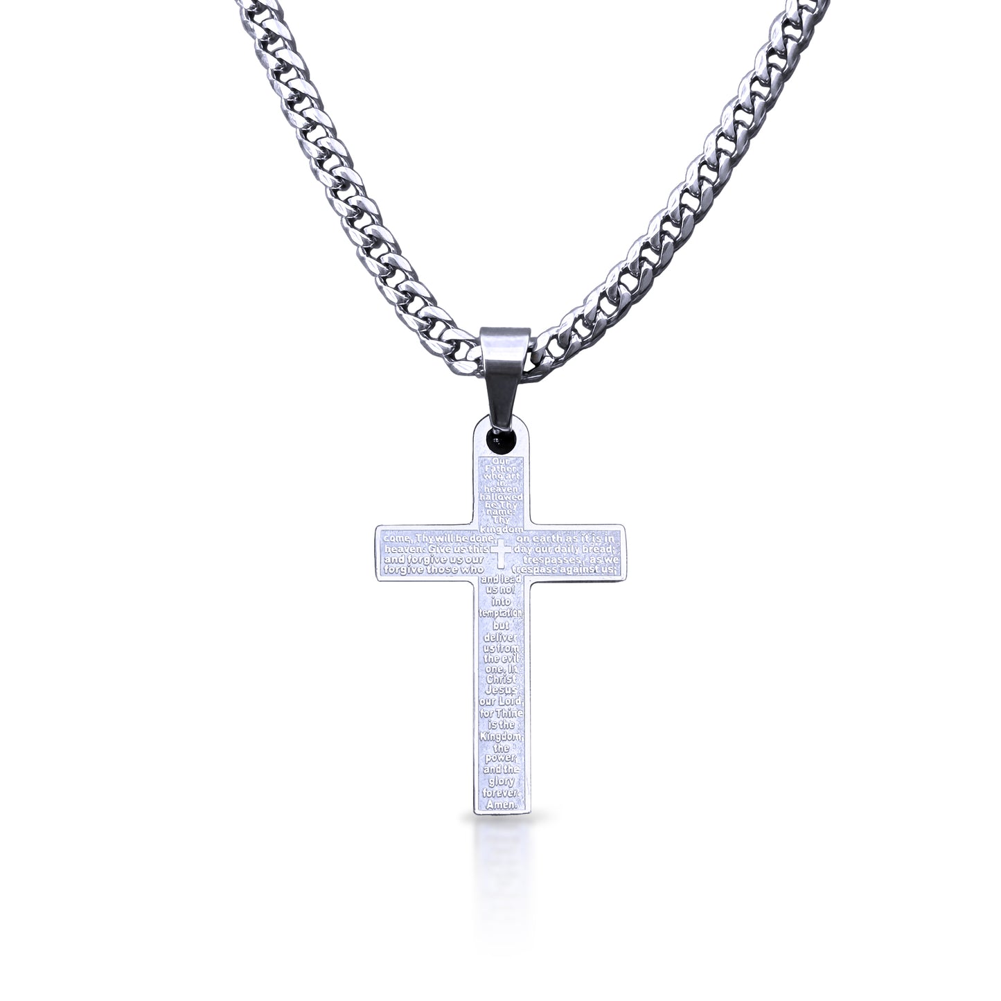 Pro Our Father Cross Pendant Necklace - Stainless Steel