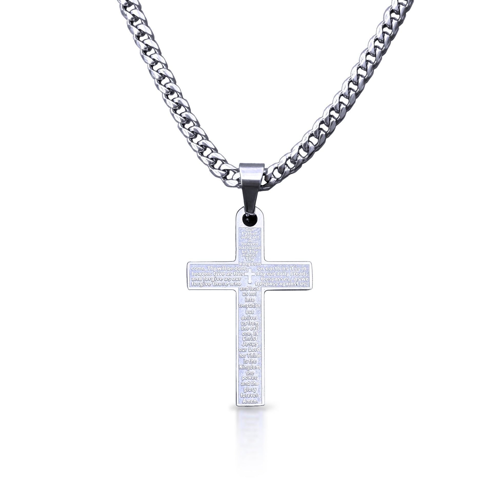 Pro Our Father Cross Pendant Necklace - Stainless Steel