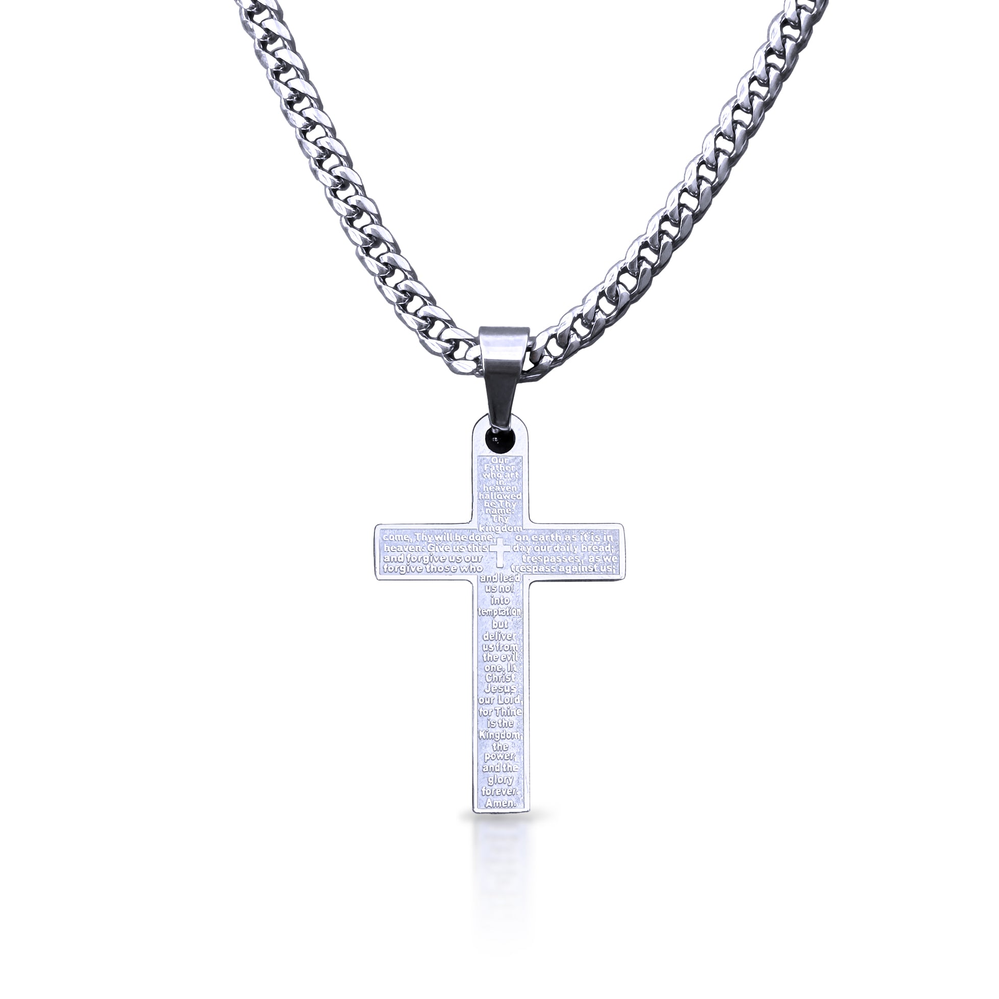 Pro Our Father Cross Pendant Necklace - Stainless Steel