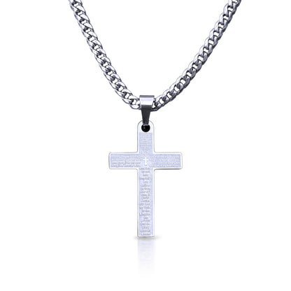 Pro Our Father Cross Pendant Necklace - Stainless Steel