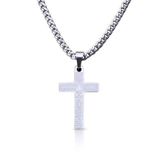 Pro Our Father Cross Pendant Necklace - Stainless Steel