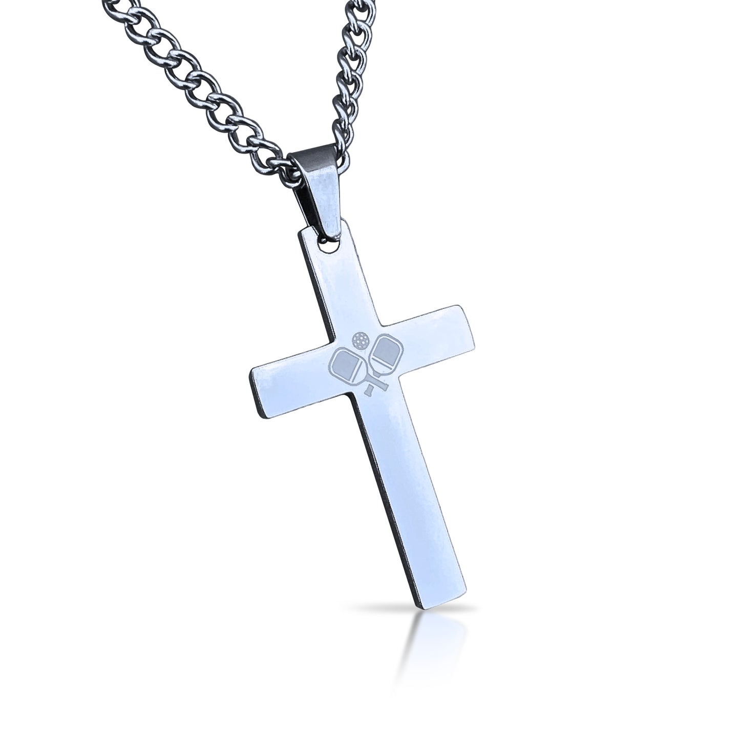 Pickleball Cross Pendant With Chain Necklace - Stainless Steel