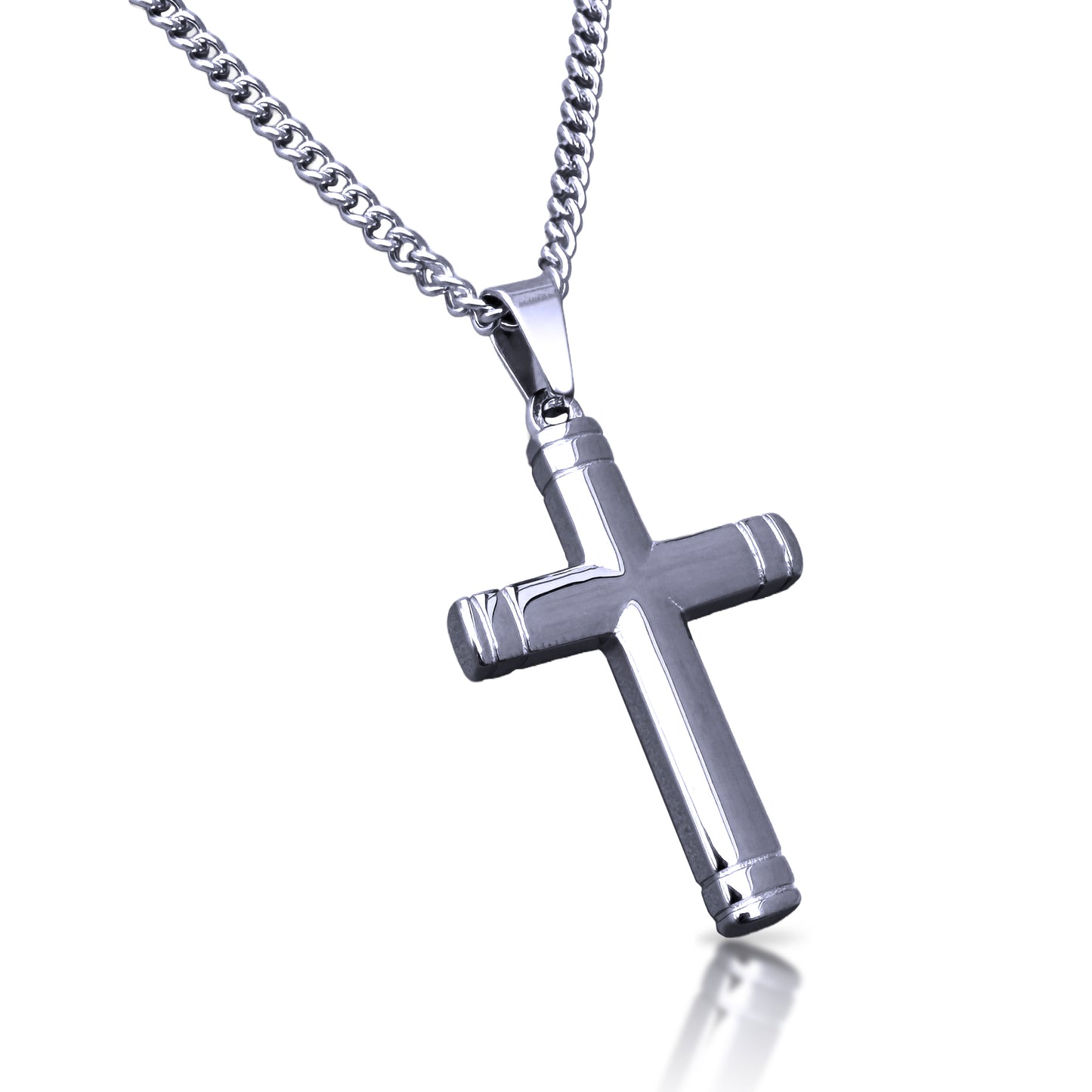 Pillar Cross Pendant Necklace - Stainless Steel