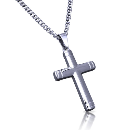 Pillar Cross Pendant Necklace - Stainless Steel