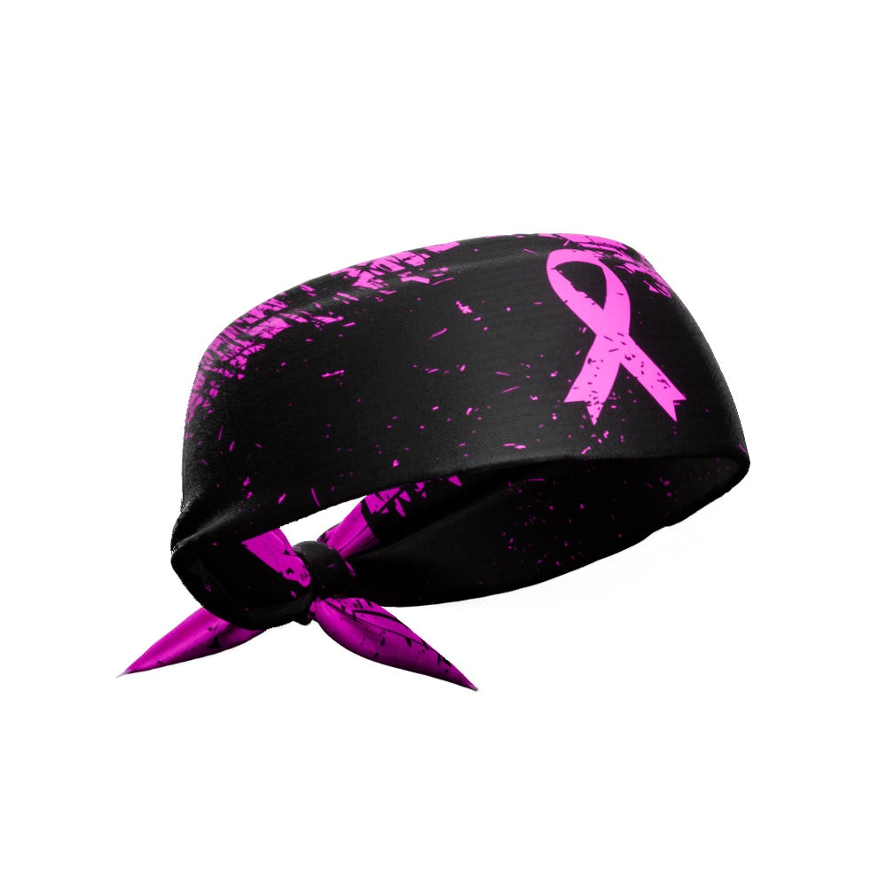 Pink Splattered Breast Cancer Tie Headband