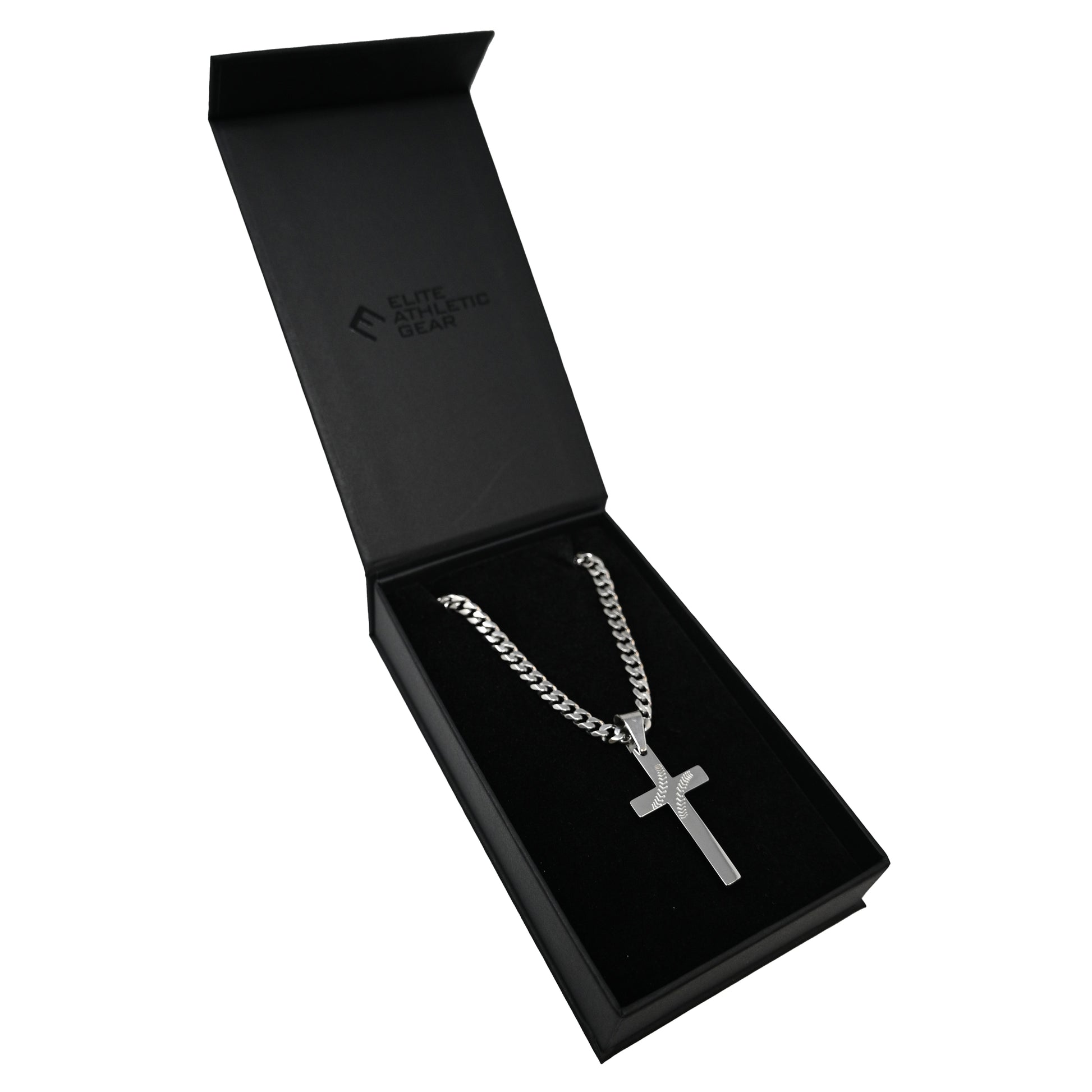 Pro Baseball Cross Pendant With 6mm Cuban Link Chain Necklace - Stainless Steel