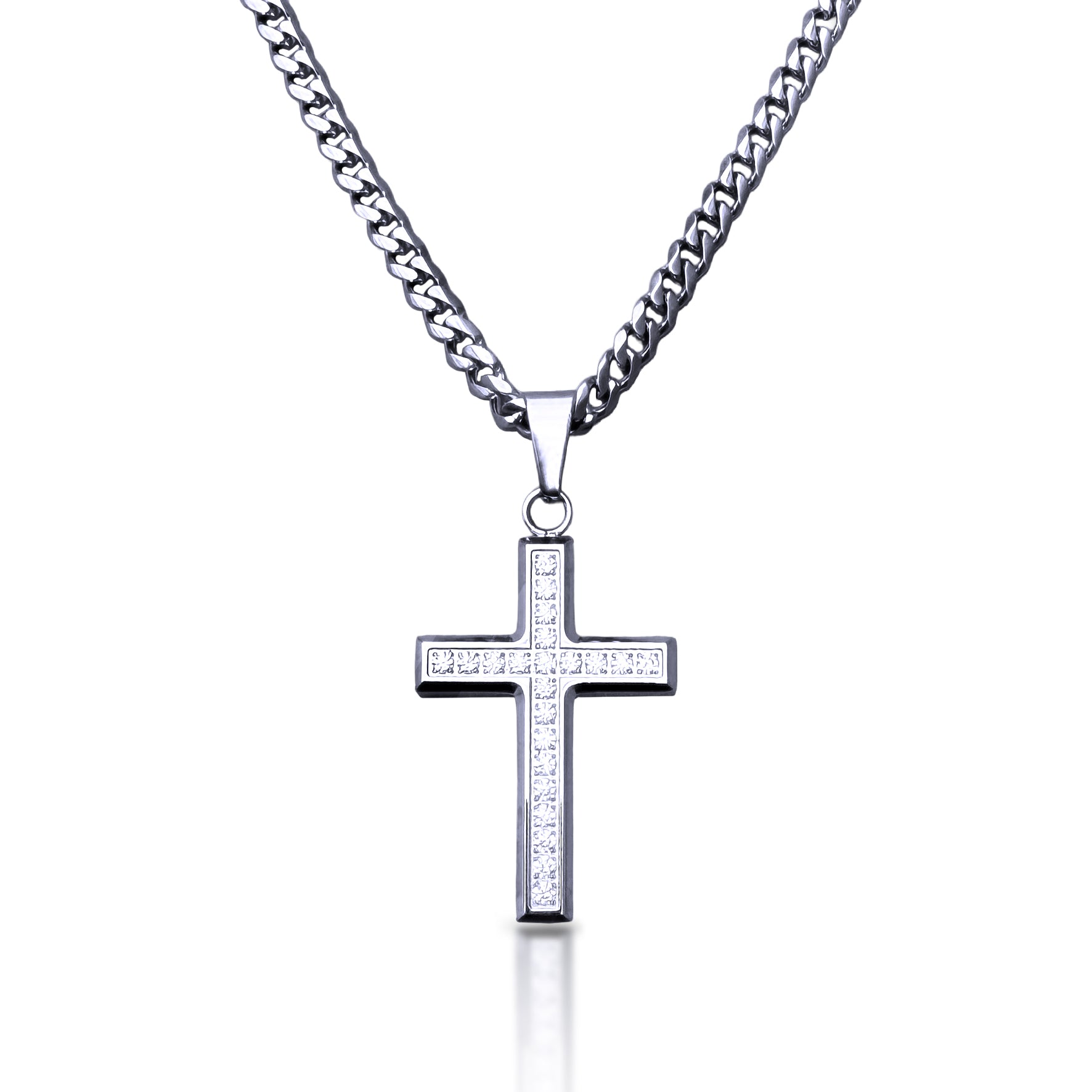 Pro Brilliance Cross Pendant Necklace - Stainless Steel