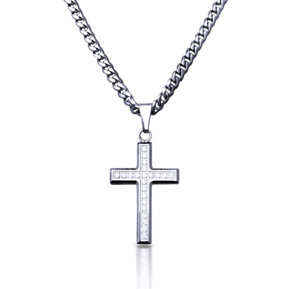 Pro Brilliance Cross Pendant Necklace - Stainless Steel