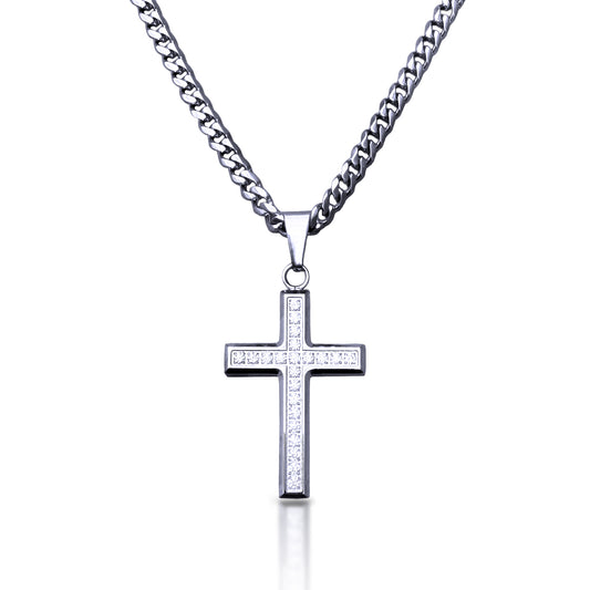 Pro Brilliance Cross Pendant Necklace - Stainless Steel