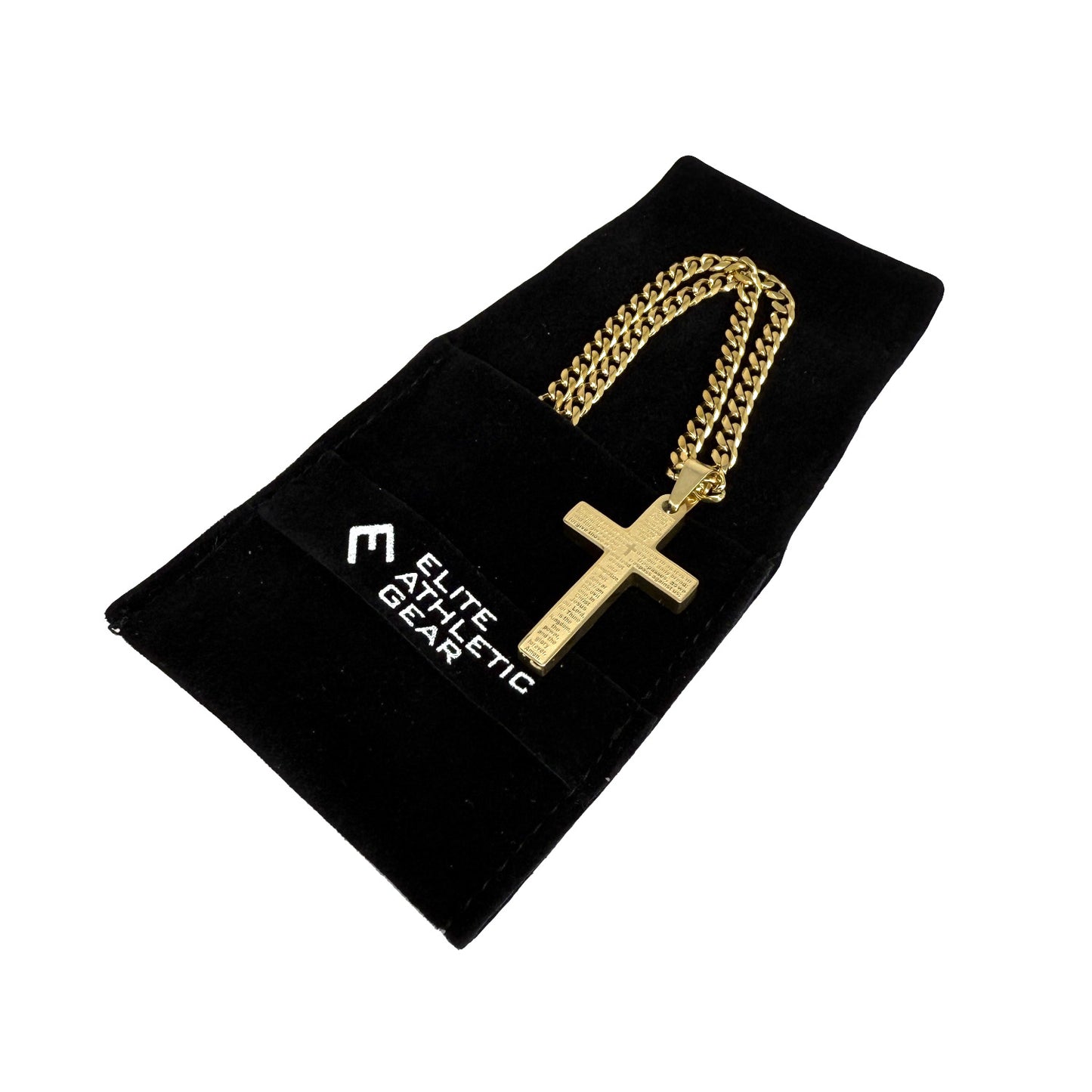 Pro Our Father Cross Pendant Necklace - 14K Gold Plated Stainless Steel