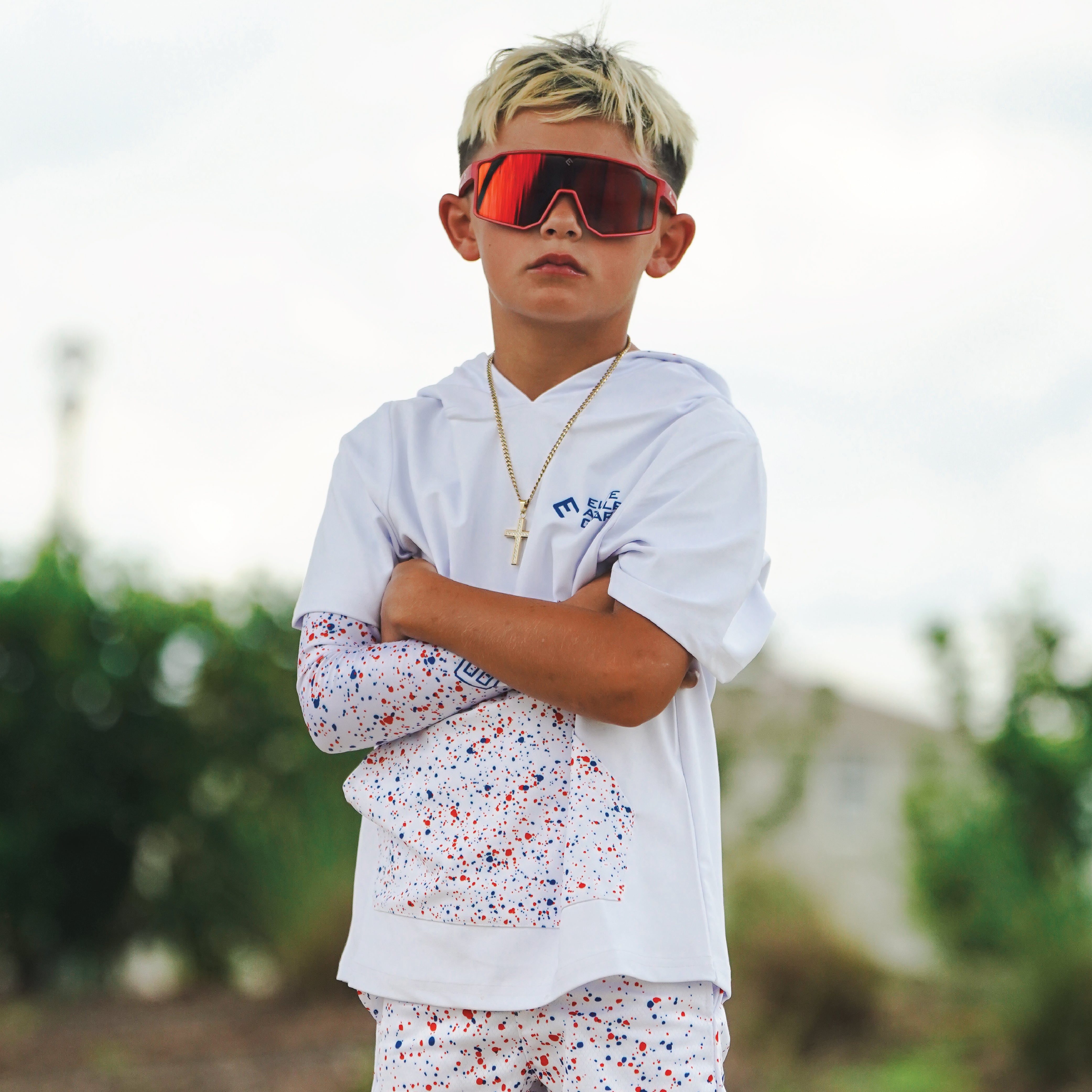 Red, White & Relentless Short Sleeve Hoodie