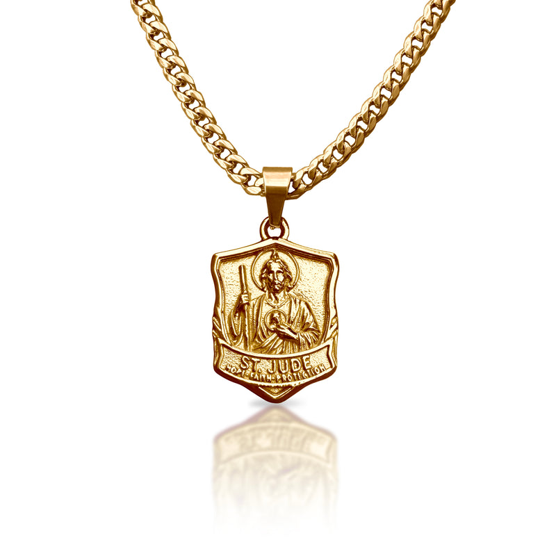 Pro Saint Jude Pendant Necklace - 14K Gold Plated Stainless Steel