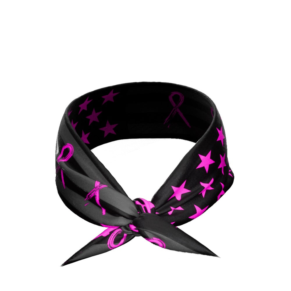 Shadow USA Flag - Breast Cancer Awareness Tie Headband