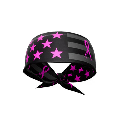 Shadow USA Flag - Breast Cancer Awareness Tie Headband