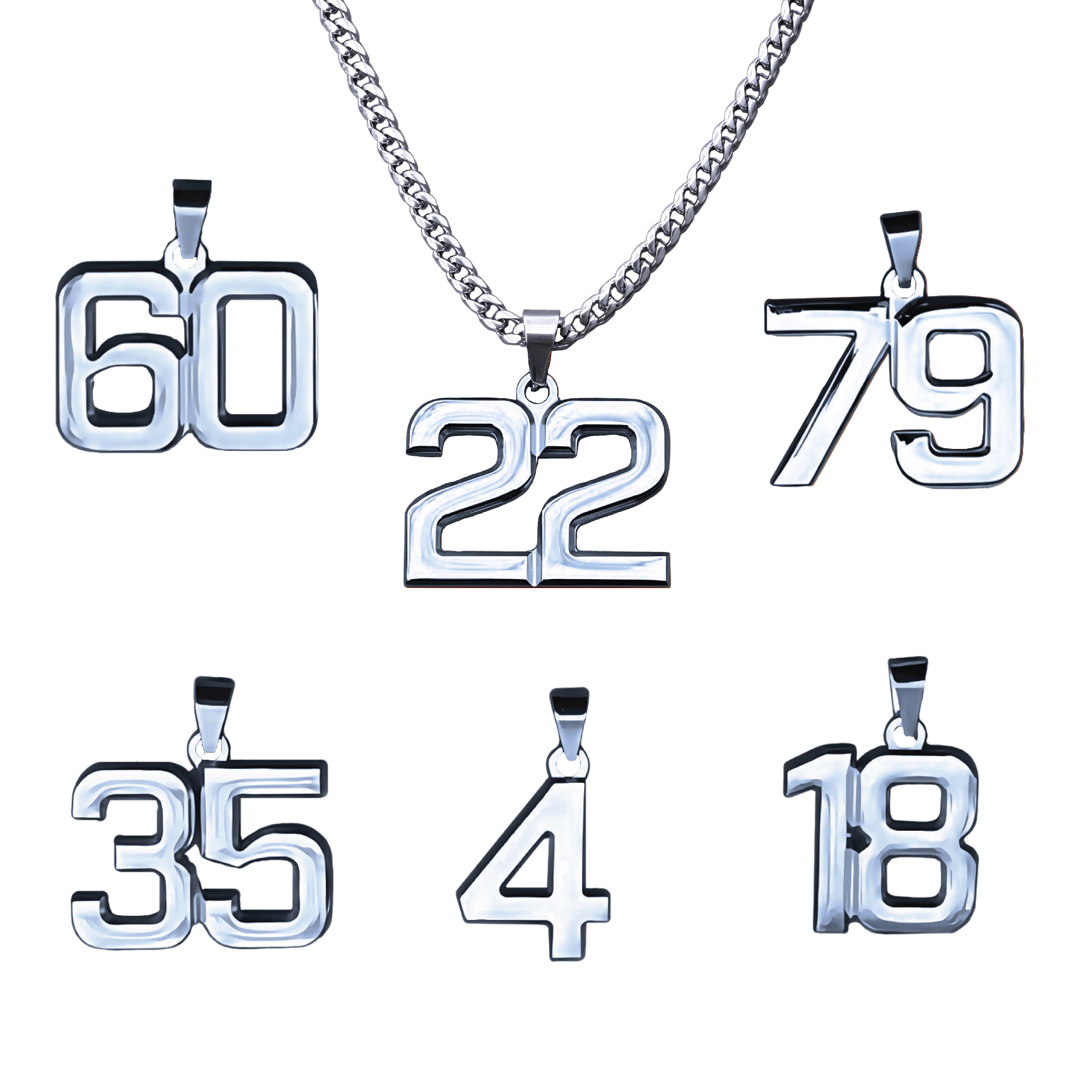 Pro Number Pendant Necklace - Stainless Steel