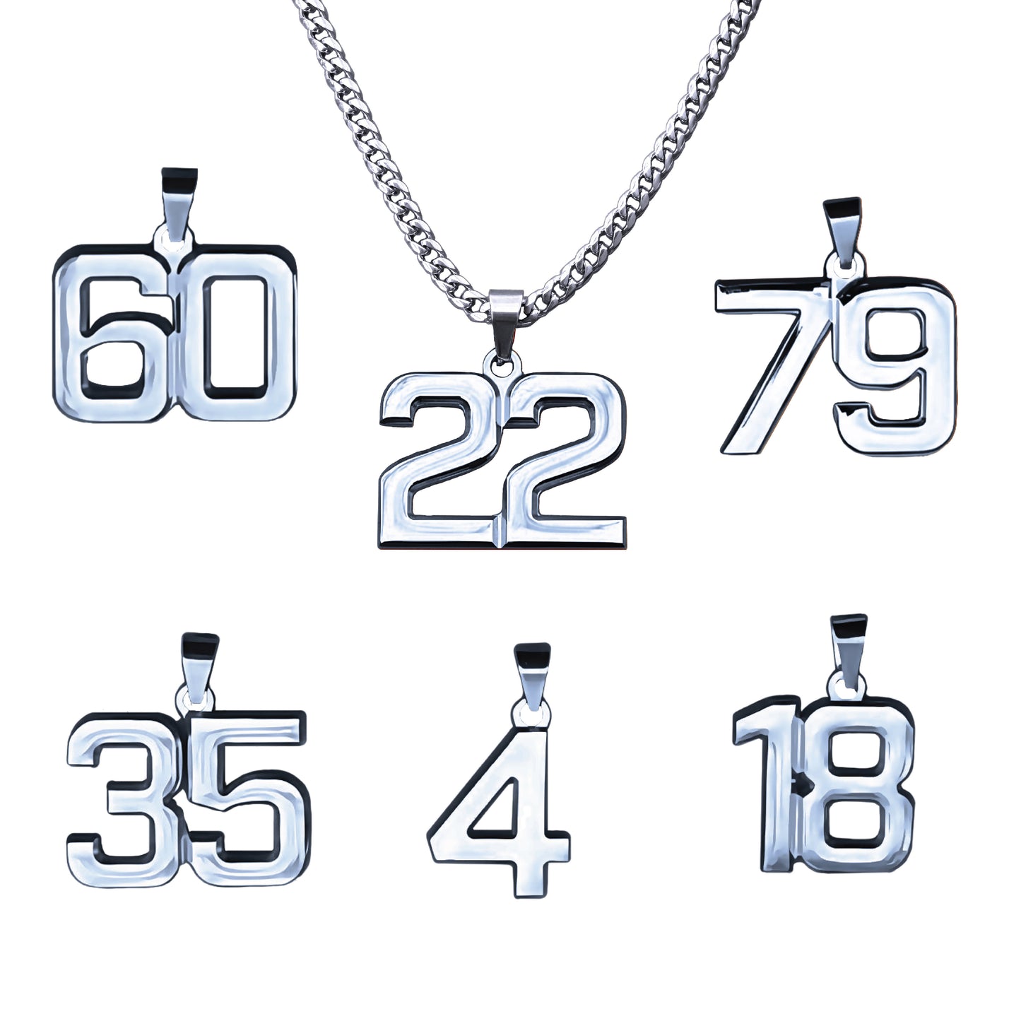 Pro Number Pendant Necklace - Stainless Steel