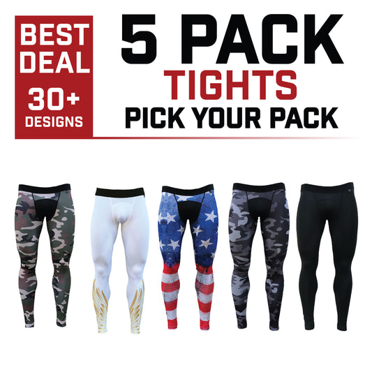 5 Pack Men's Compression Tights | Pick Your Pack
