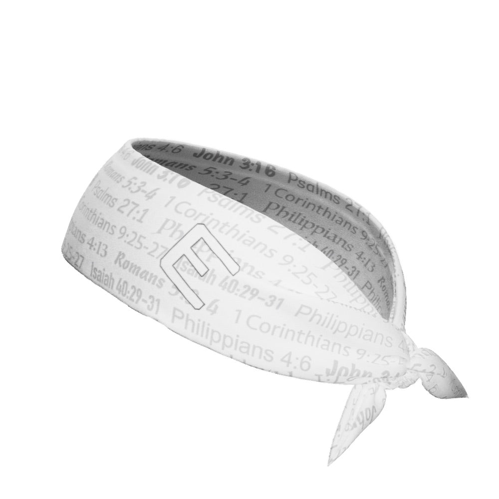 White Bible Verse Tie Headband