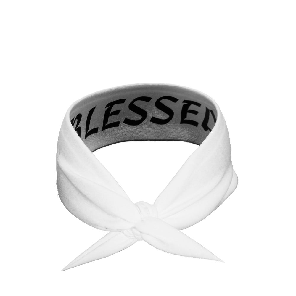 White BLESSED Tie Headband