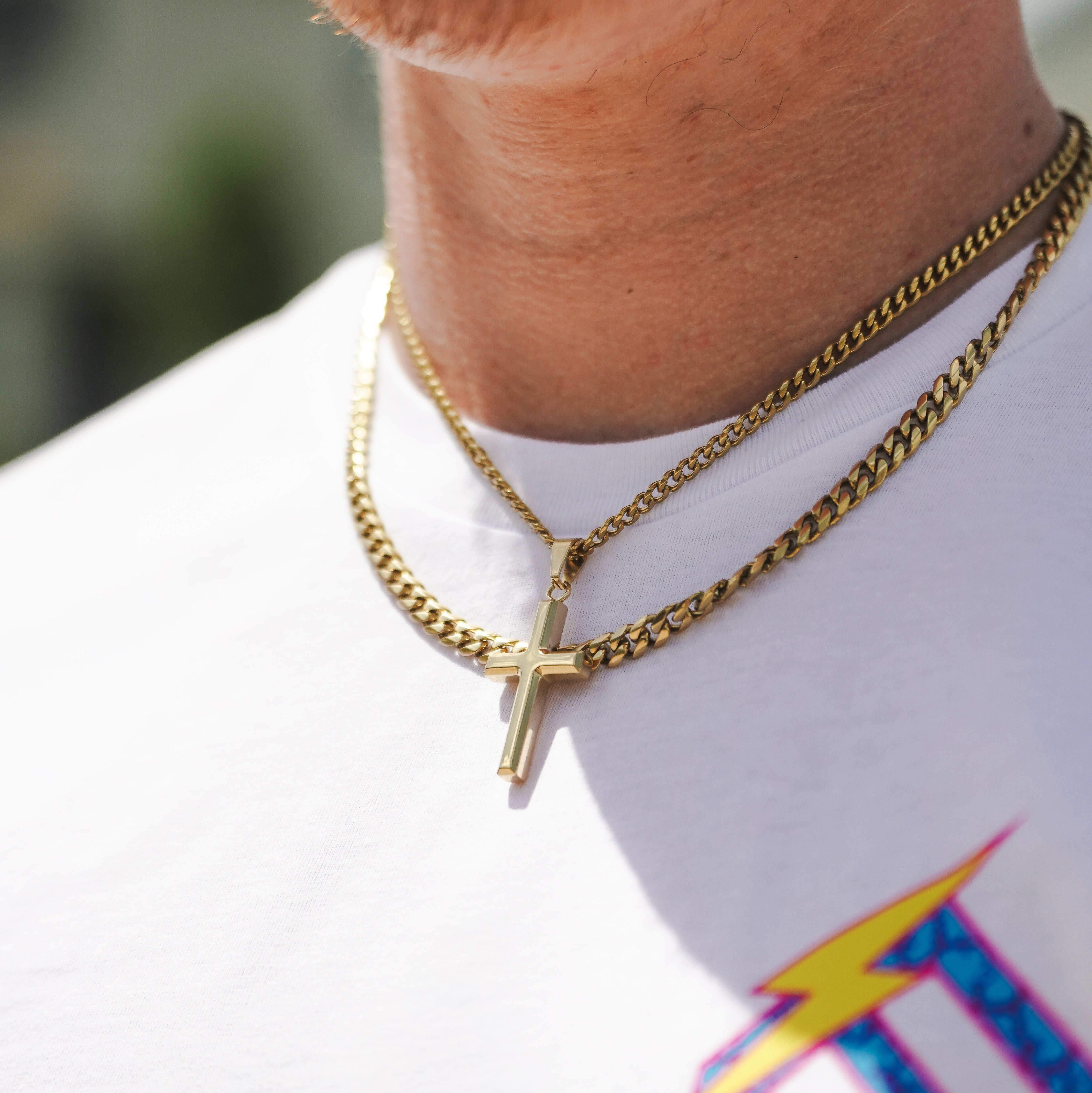 Pro Cross Pendant Necklace - 14K Gold Plated Stainless Steel