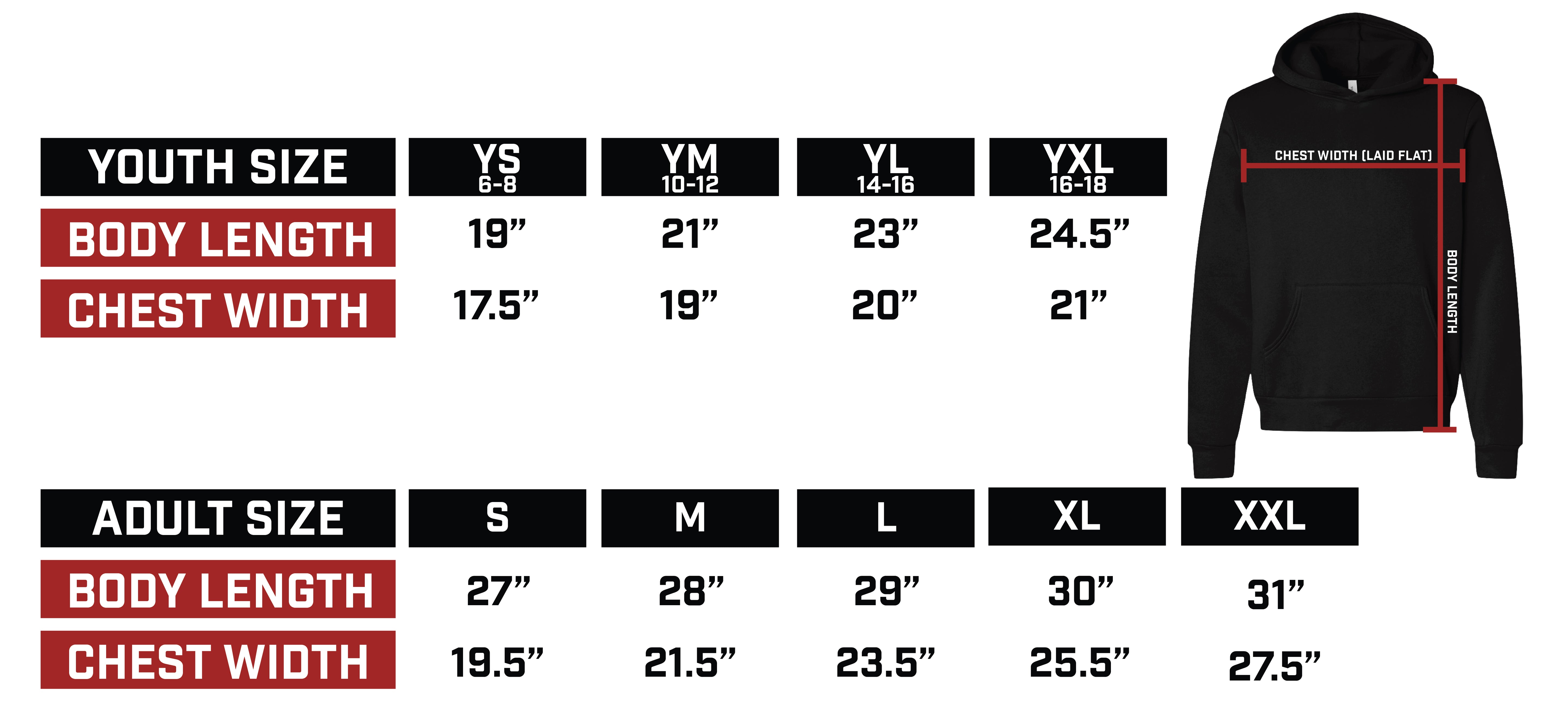 HOODIE SIZE GUIDE