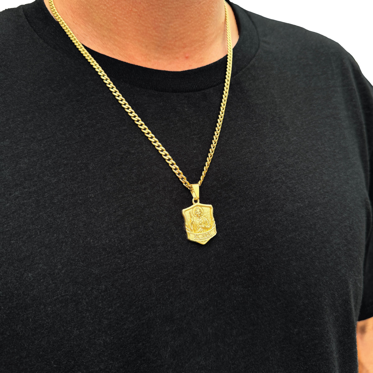 Pro Saint Jude Pendant Necklace - 14K Gold Plated Stainless Steel