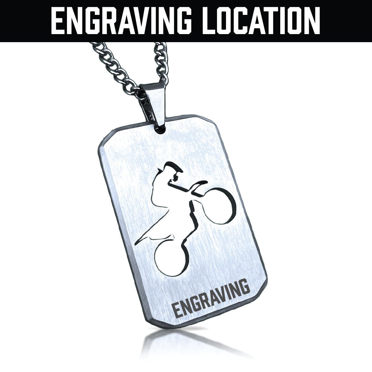 Motocross Cut Out Pendant Necklace - Stainless Steel