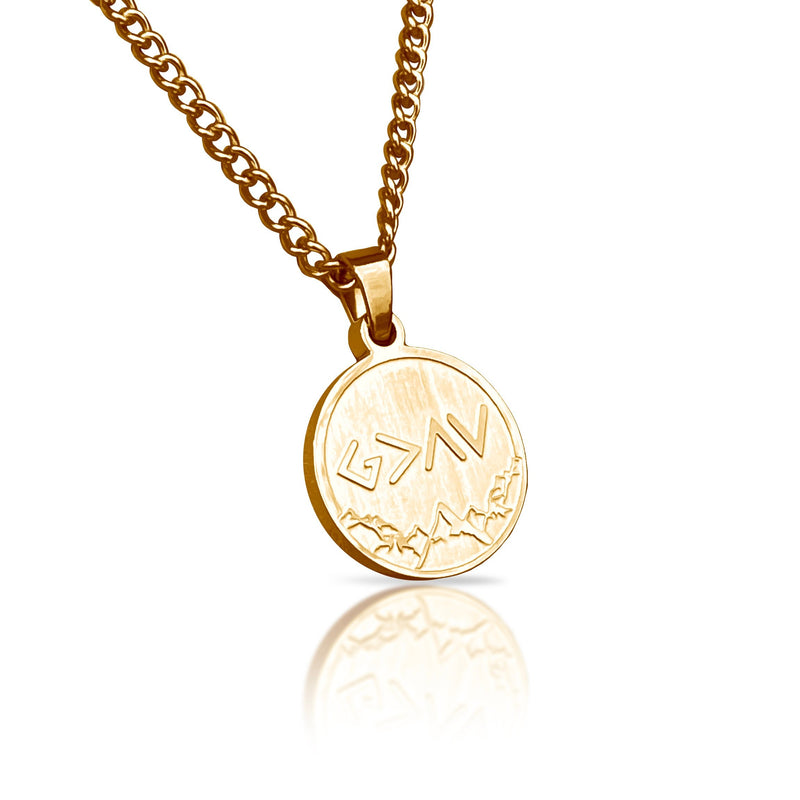 God Is Greater Than The Highs and Lows Pendant Necklace - 14K Gold Plated Stainless Steel
