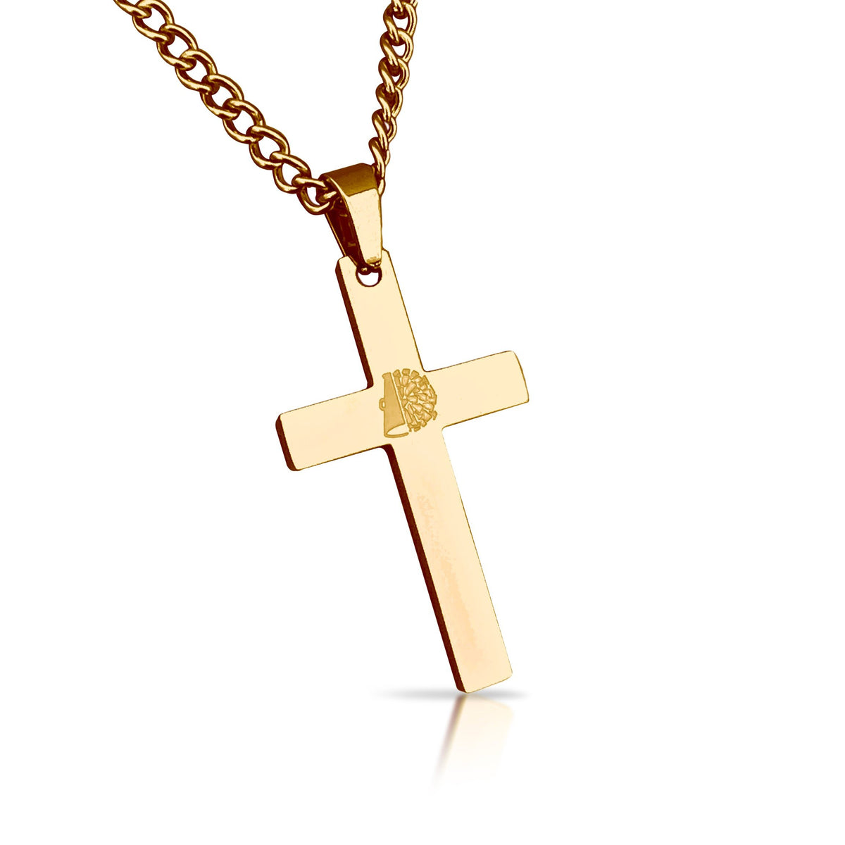 Cheerleading Cross Pendant Necklace - 14K Gold Plated Stainless Steel
