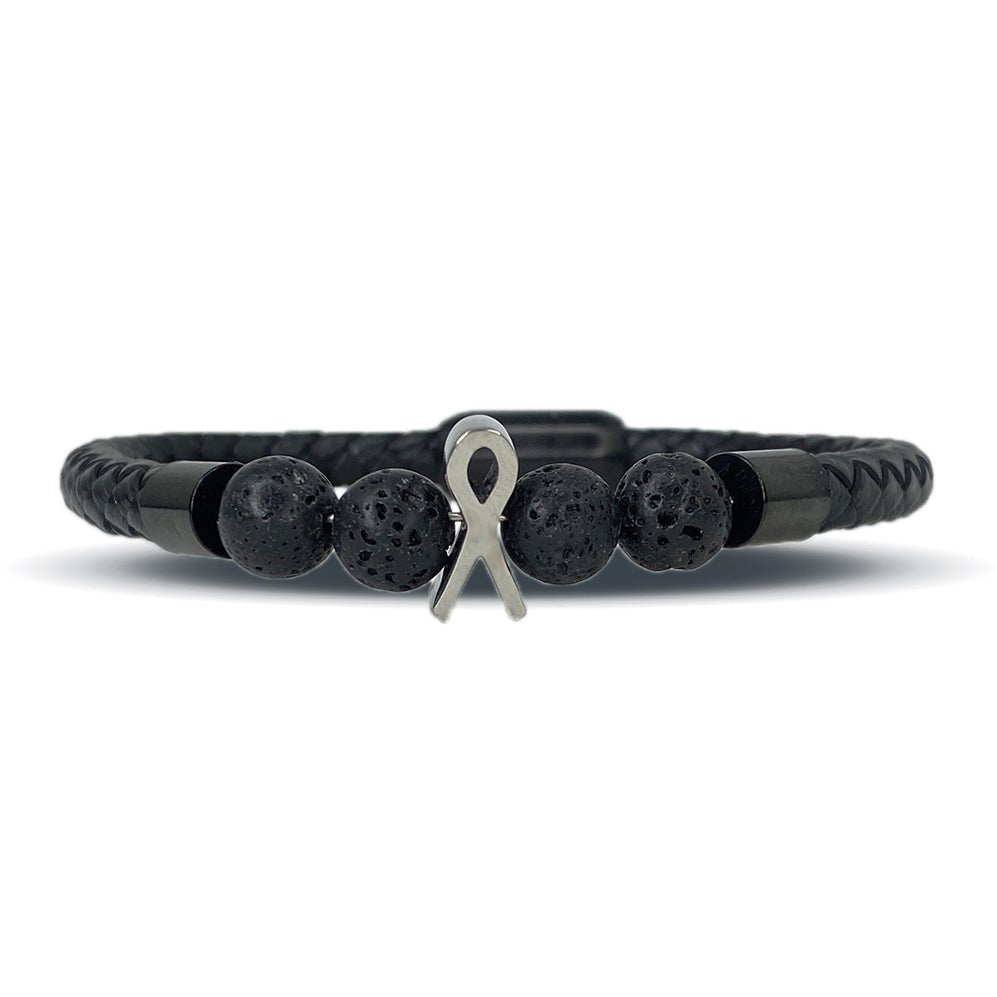 Cancer Ribbon Leather Bracelet