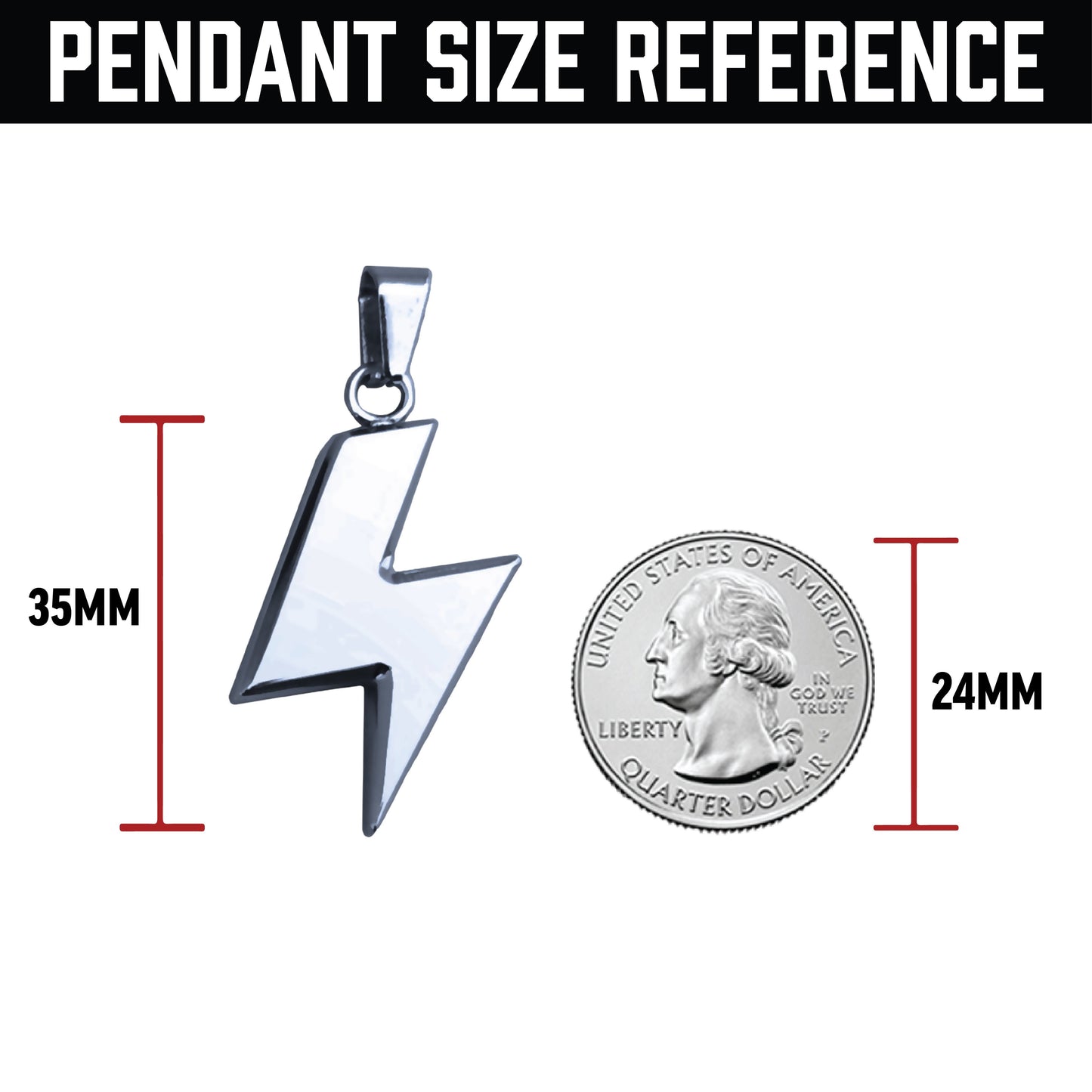 Pro Lightning Bolt Pendant With 6mm Cuban Link Chain Necklace - Stainless Steel