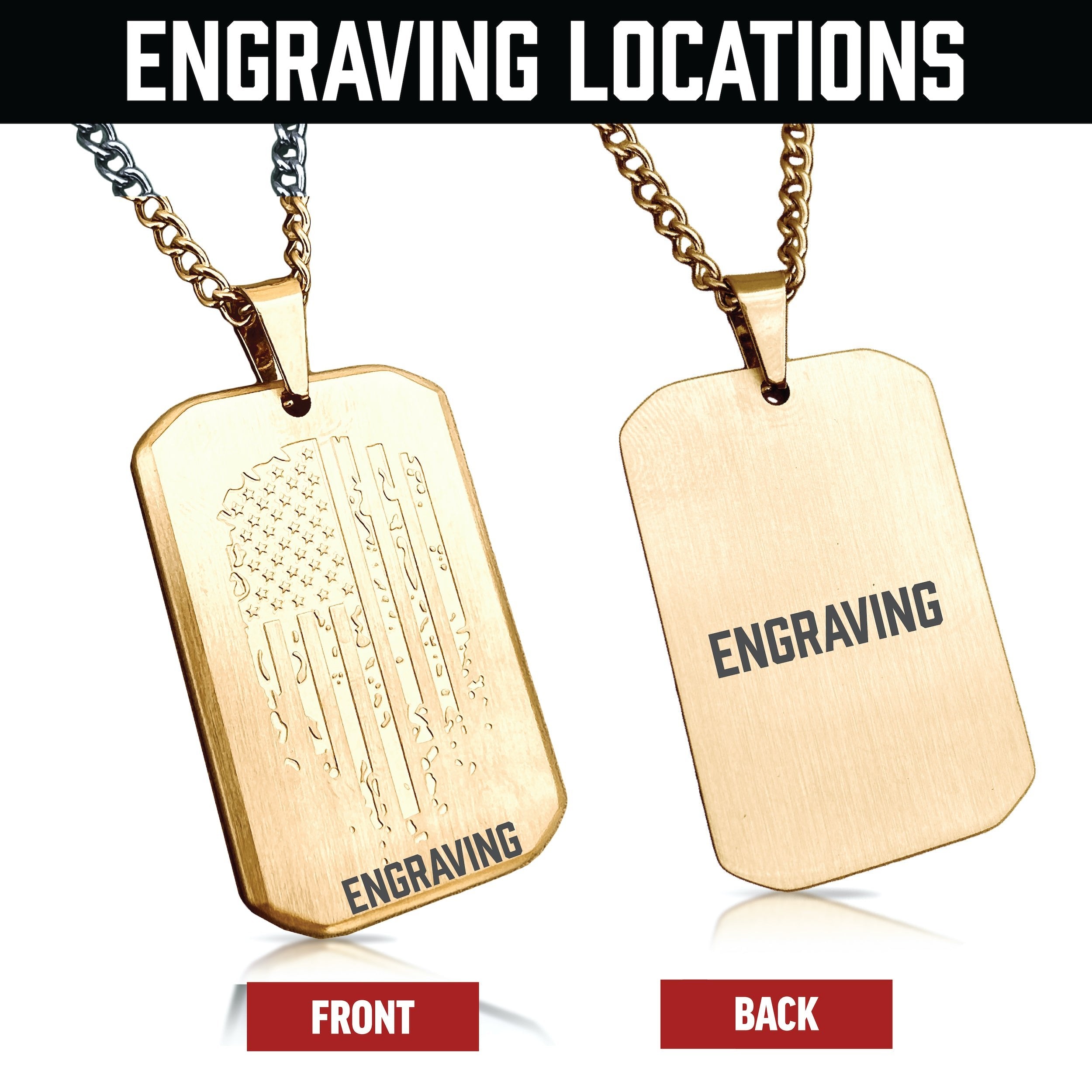 Patriot Pendant Necklace - 14K Gold Plated Stainless Steel