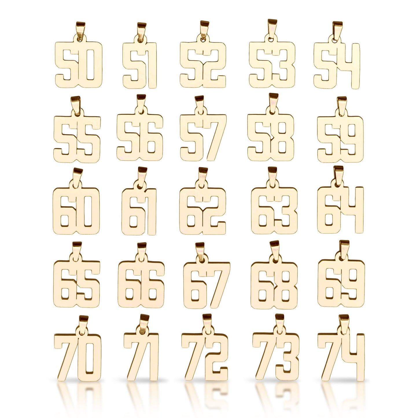 Number Pendants (Pendant Only) - 14K Gold Plated Stainless Steel