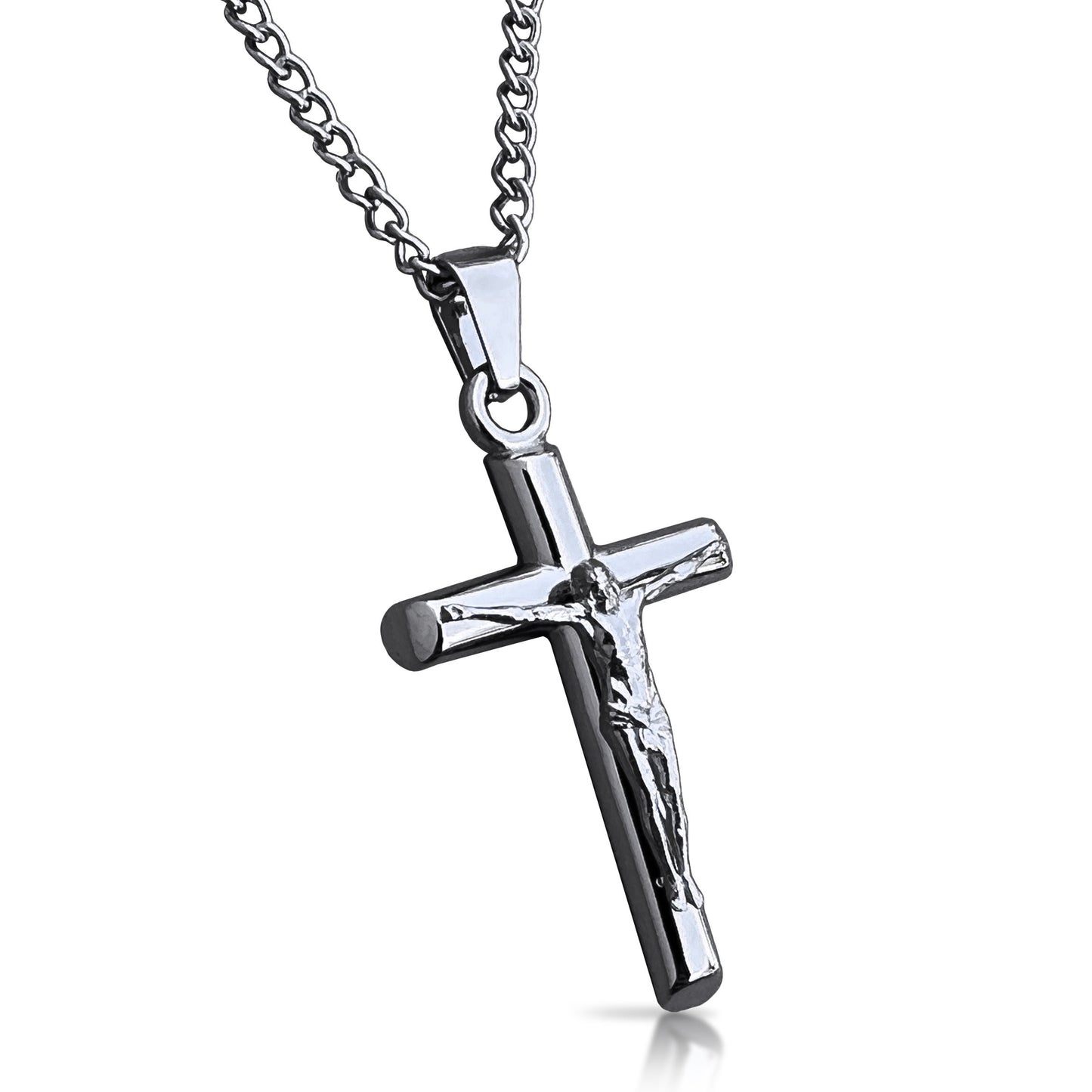 Crucifix Pendant With Chain Necklace - Stainless Steel