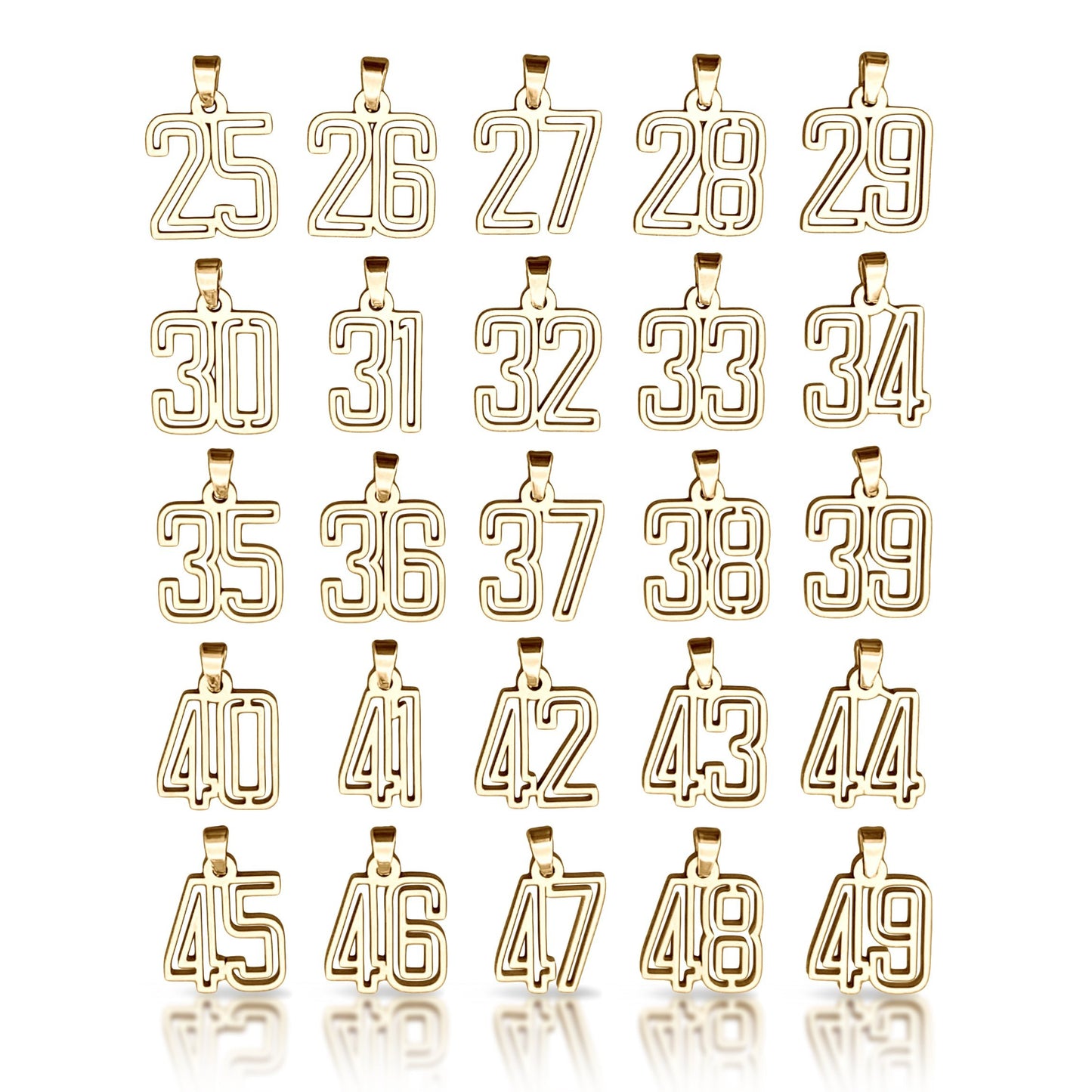 Varsity Number Pendant With Chain Necklace - 14K Gold Plated Stainless Steel