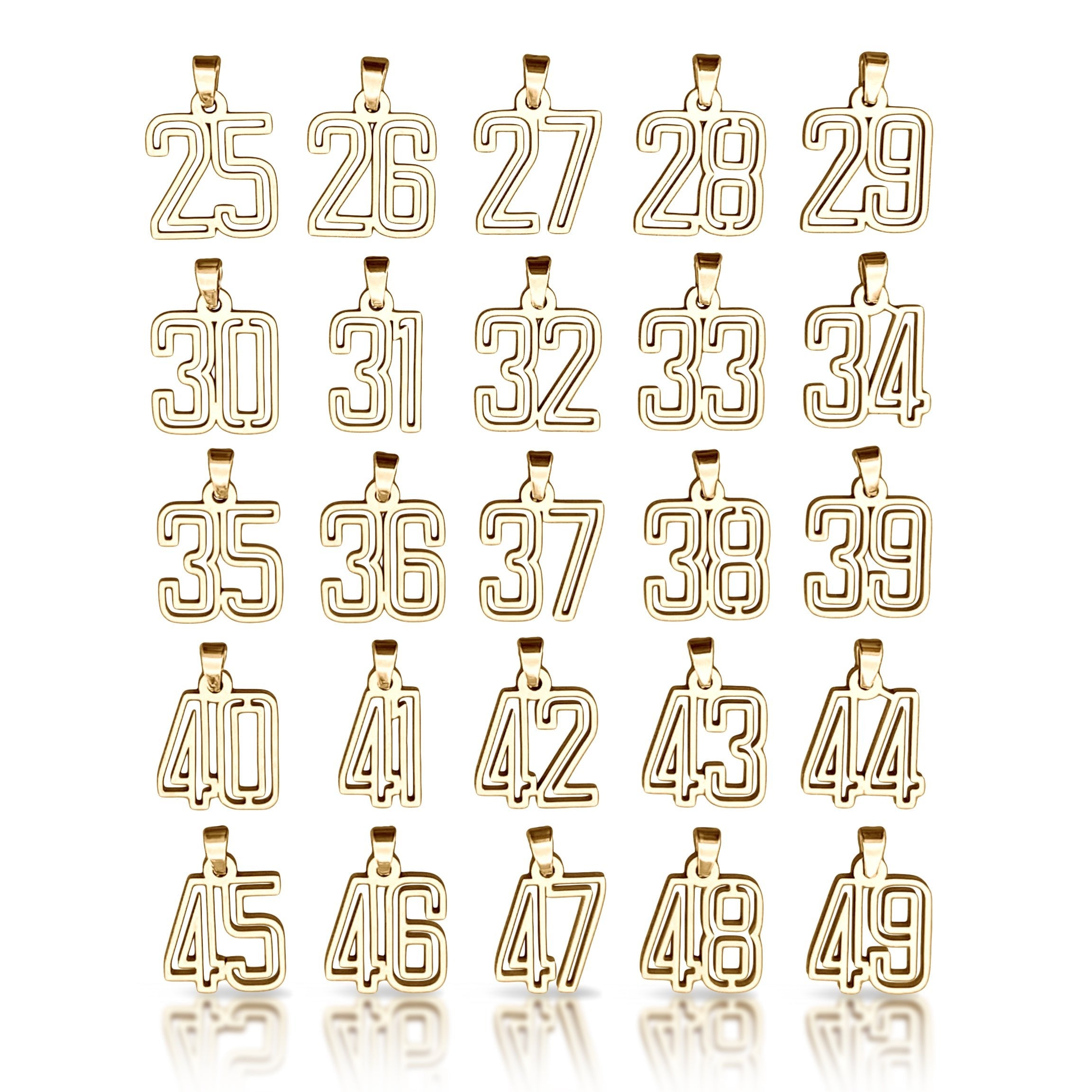 Varsity Number Pendant Necklace - 14K Gold Plated Stainless Steel