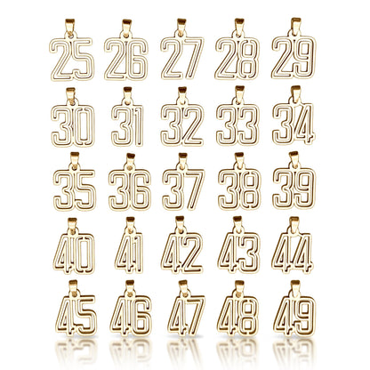 Varsity Number Pendant With Chain Necklace - 14K Gold Plated Stainless Steel