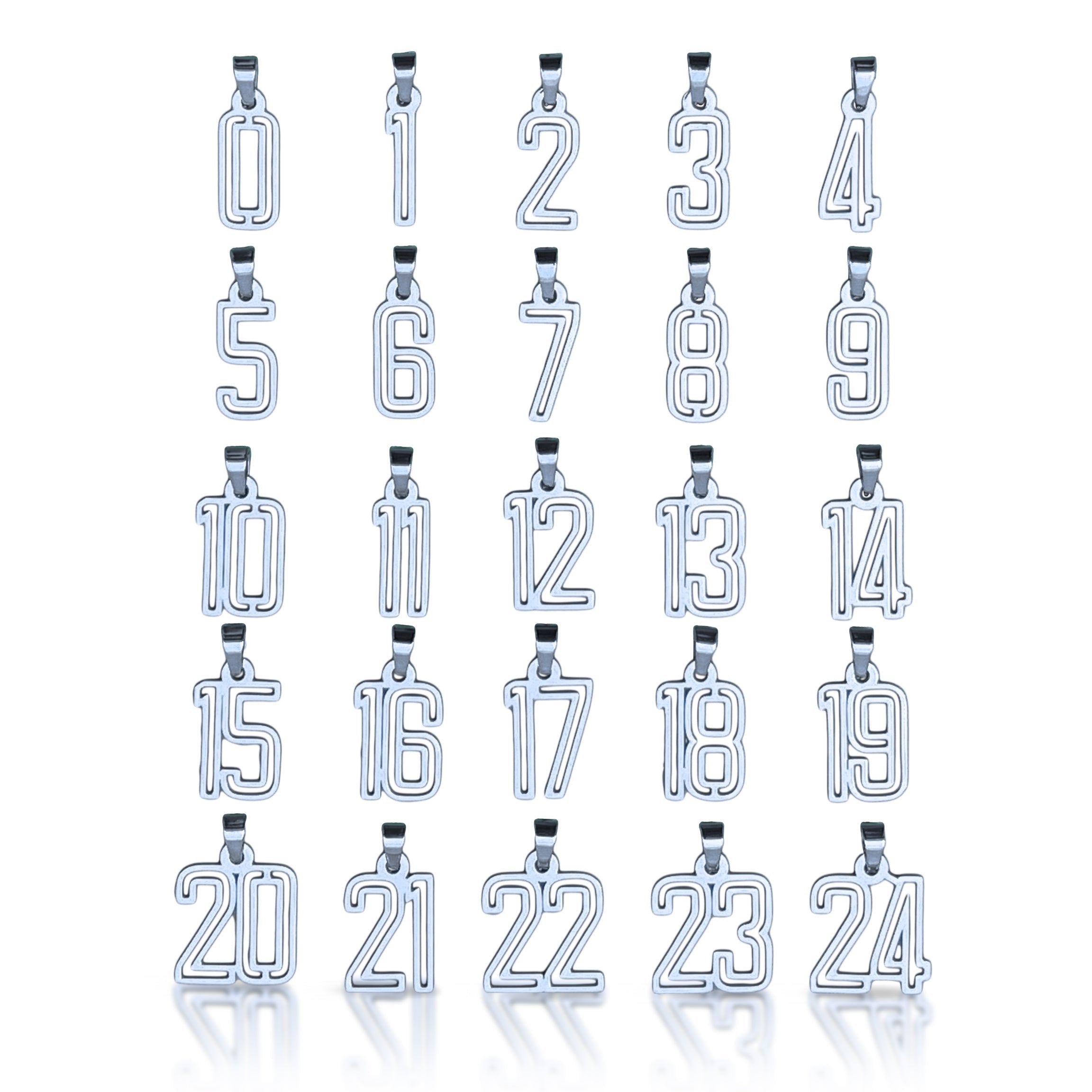 Varsity Number Pendant Necklace - Stainless Steel