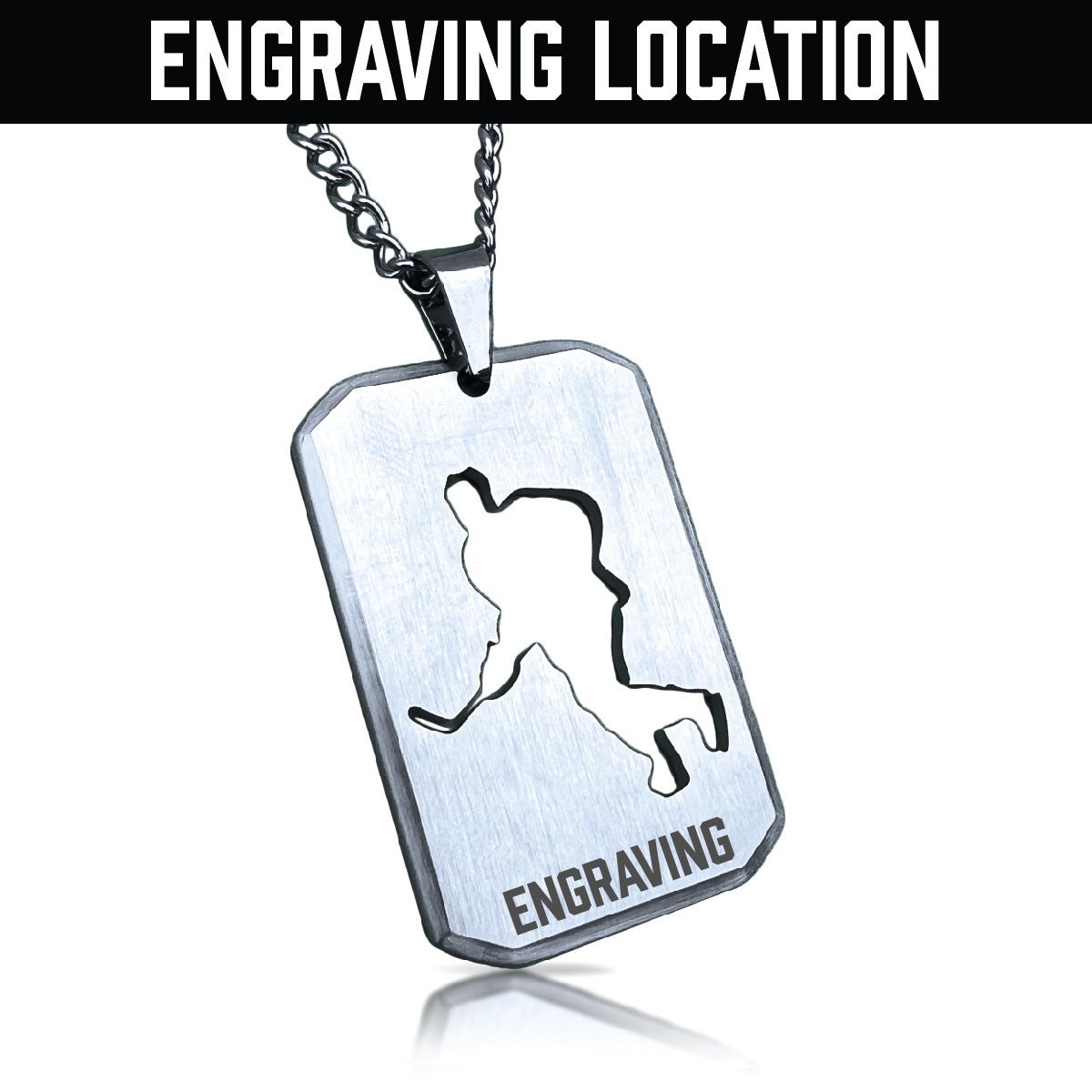 Hockey Cut Out Pendant Necklace - Stainless Steel
