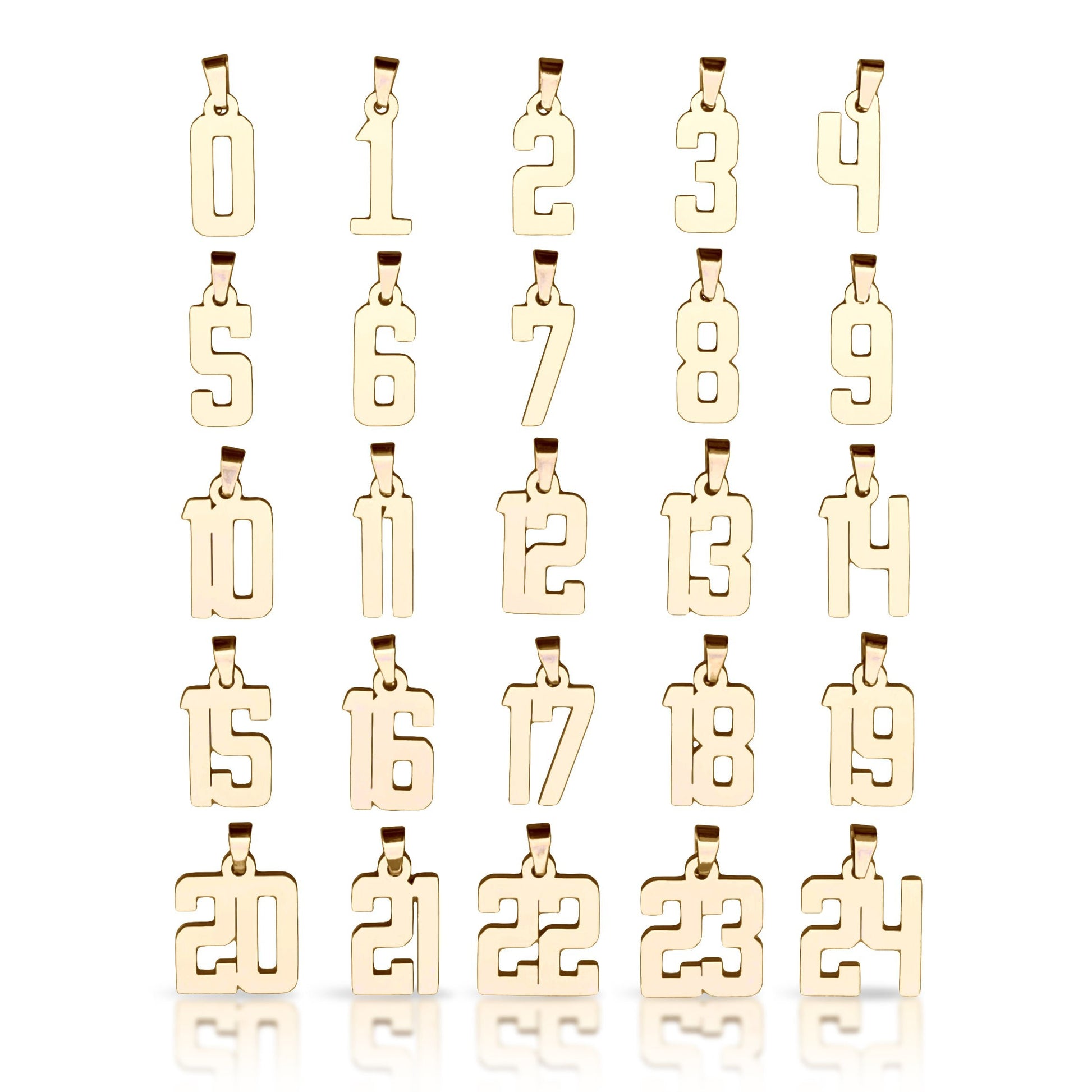 Number Pendants (Pendant Only) - 14K Gold Plated Stainless Steel