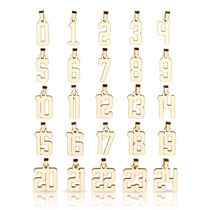 Number Pendants (Pendant Only) - 14K Gold Plated Stainless Steel