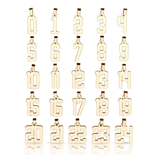 Number Pendants (Pendant Only) - 14K Gold Plated Stainless Steel