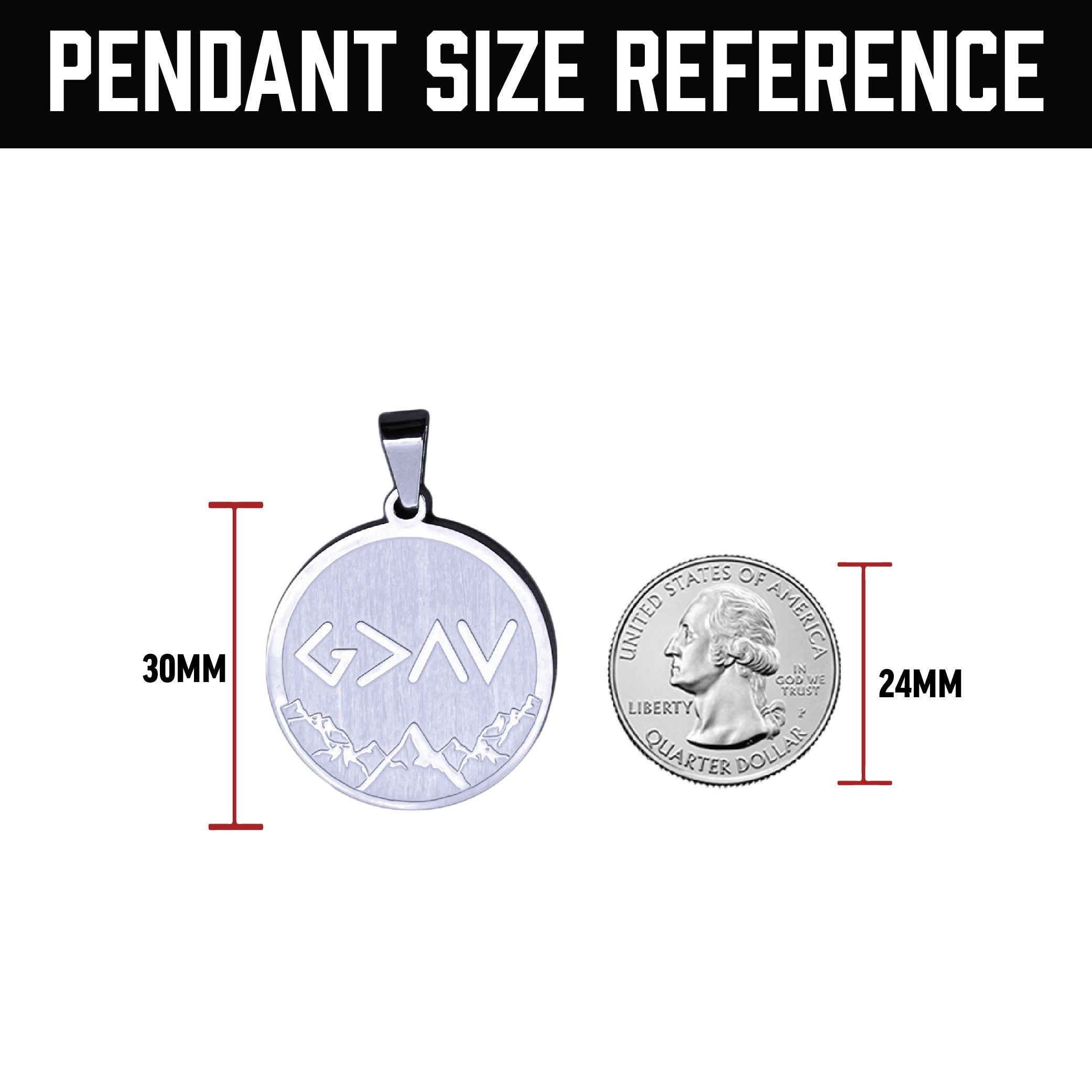 Pro God Is Greater Than The Highs and Lows Pendant Necklace - Stainless Steel