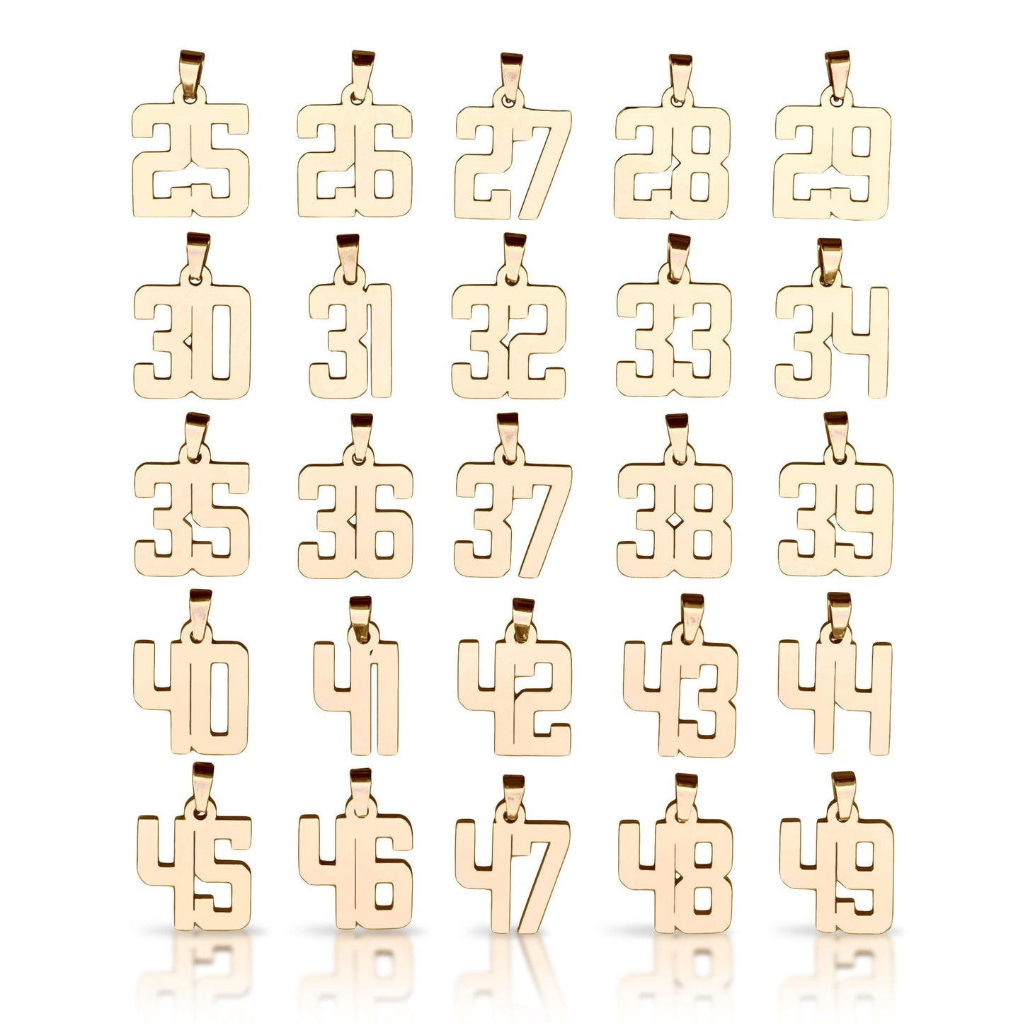 Custom Number Pendant With Chain Necklace - 14K Gold Plated Stainless Steel