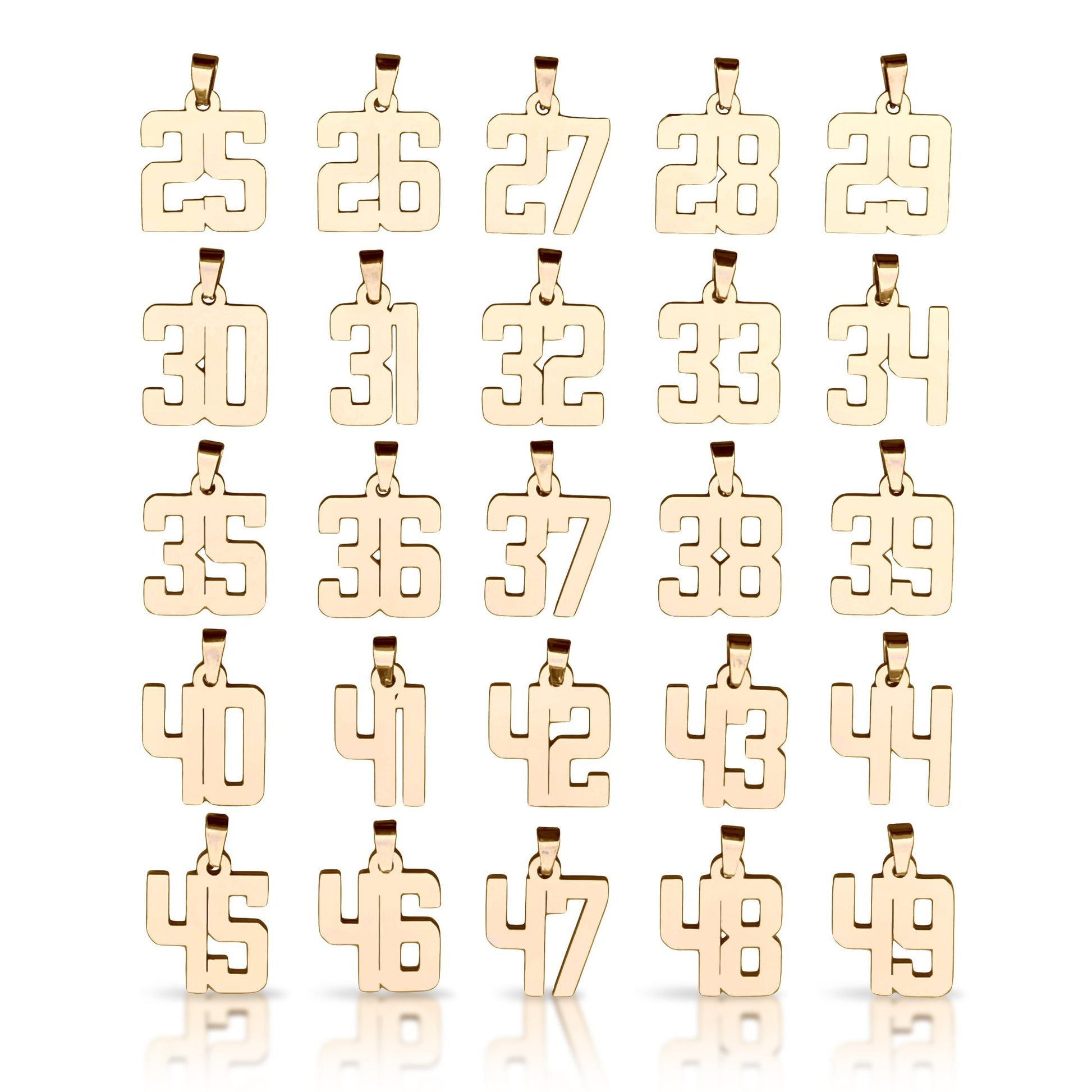 Custom Number Pendant With Chain Necklace - 14K Gold Plated Stainless Steel