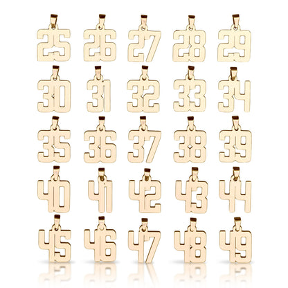 Custom Number Pendant With Chain Necklace - 14K Gold Plated Stainless Steel