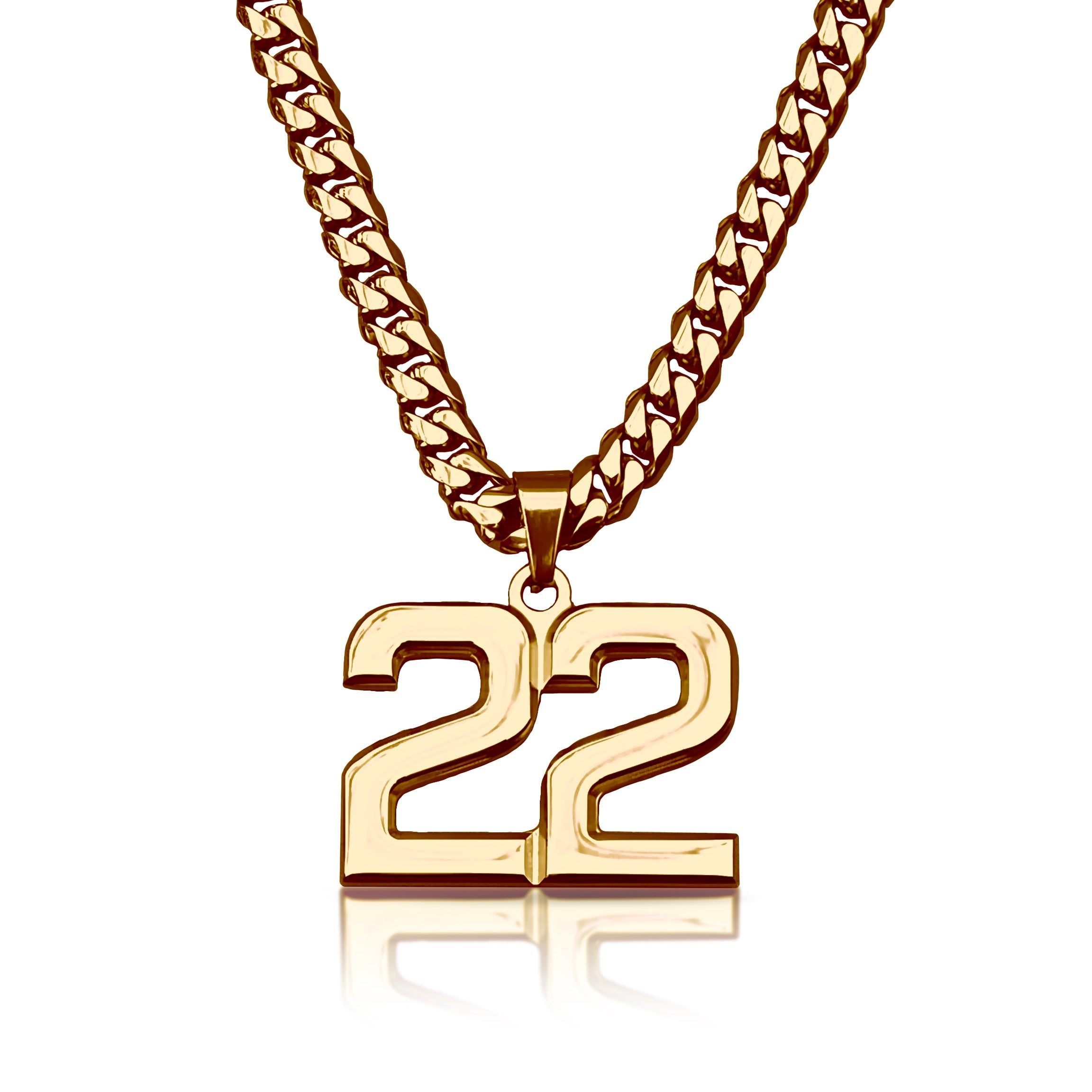 Pro Number Pendant Necklace - 14K Gold Plated Stainless Steel