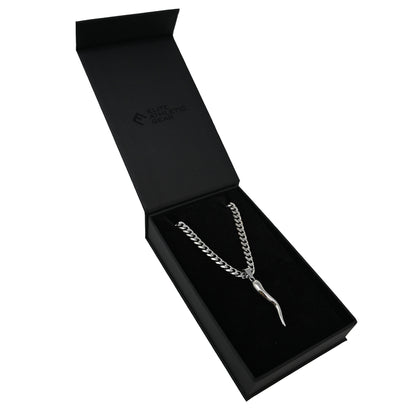 Pro Italian Horn Pendant With 6mm Cuban Link Chain Necklace - Stainless Steel