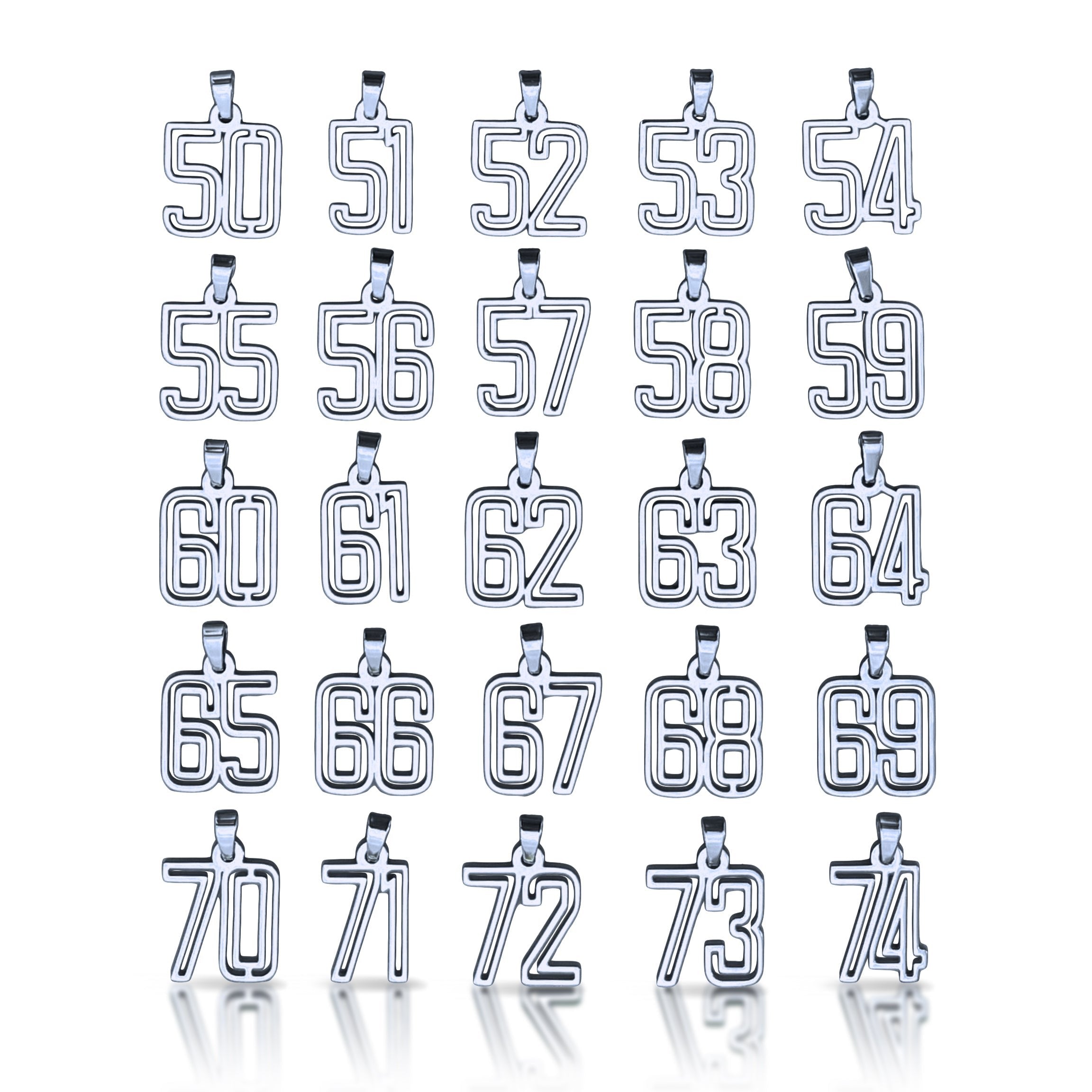 Varsity Number Pendant Necklace - Stainless Steel